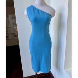 Michael Kors One Shoulder Teal Bodycon Sheath Dress Turquoise Ocean Sea Size 0